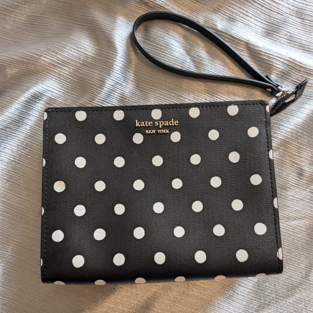 Kate Spade New York Spencer Sunshine Dot Gusseted Wristlet - Black and White